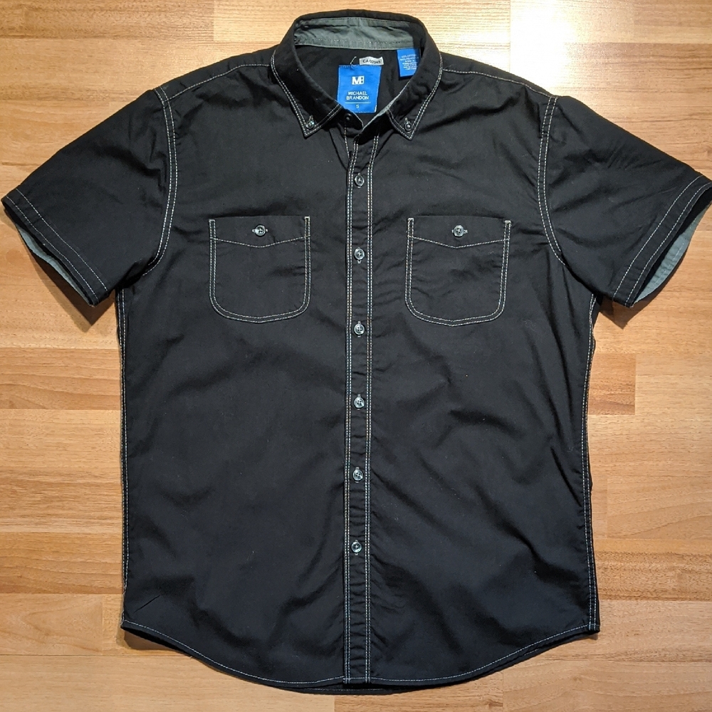 Michael Brandon Black Casual Button Down Shirt